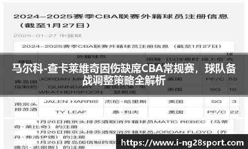 马尔科-查卡莱维奇因伤缺席CBA常规赛，球队备战调整策略全解析
