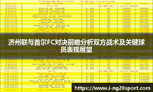 济州联与首尔FC对决前瞻分析双方战术及关键球员表现展望