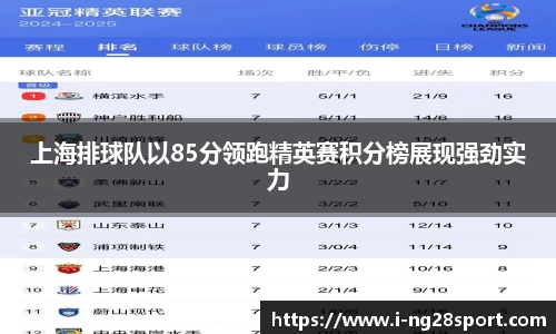 上海排球队以85分领跑精英赛积分榜展现强劲实力